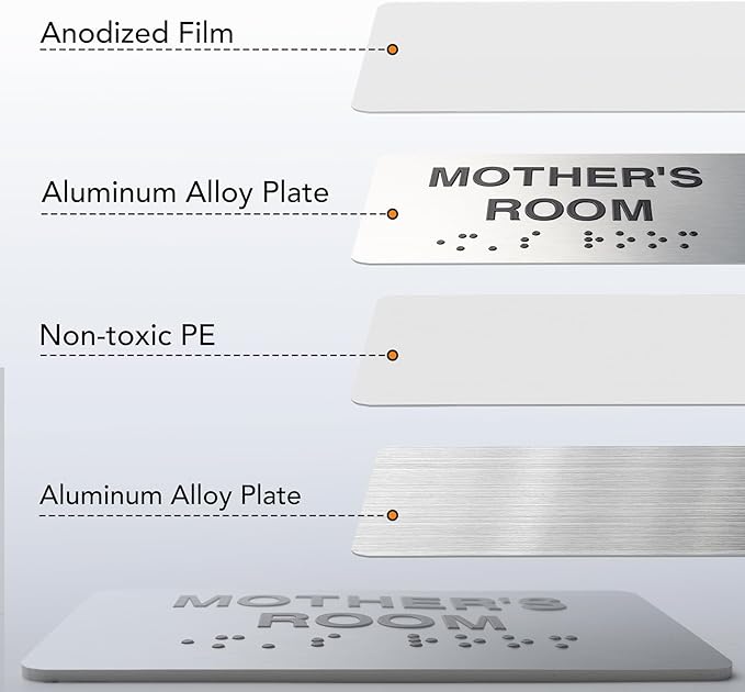 Conference Room Signs with Raised Text & Grade 2 Braille, Brushed Aluminum/Silver Finish Easy Install with Double-Sided Tape, ADA Compliant Conference Room Office Door Sign