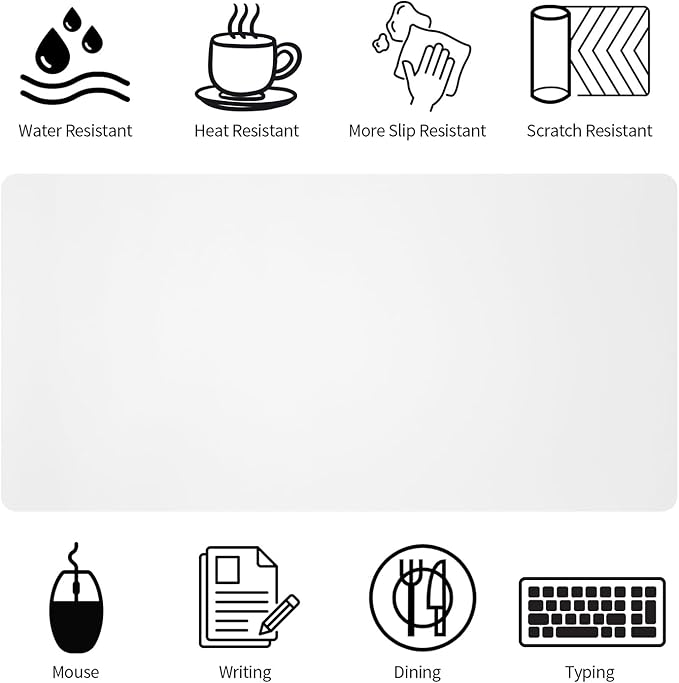 Bloss White Desk Mat (White, 27.6x13.8Inches)
