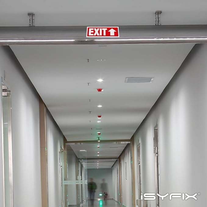 iSYFIX Exit Signs - 6 Pack 12x4 Inch Directional Up Arrow Signs, 40 mil Polystyrene Plastic, UV Laminated, Scratch & Fade Resistant, Waterproof - Ideal for Office, Theater, School, Business