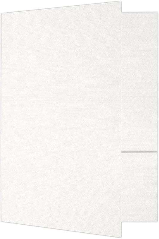 LUXPaper 9" x 12" Presentation Folders | Two Pocket | White Linen | 100lb. Cover | 100 Qty