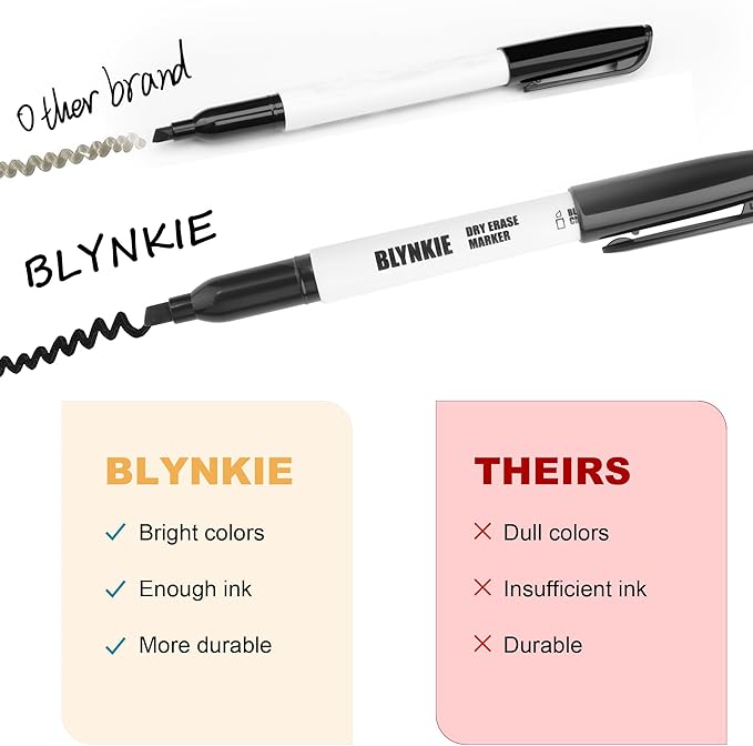 Blynkie Dry Erase Markers — Chisel Tip, Black, 102-Pack