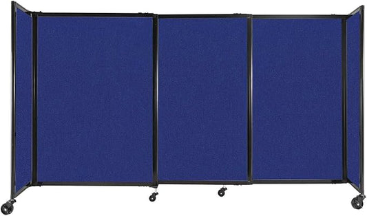 Versare Straightwall Sliding Portable Wall Partition | Freestanding Office Dividers | Locking Wheels | Temporary Room Separator | 7'2'' Wide x 4' Tall Royal Blue Fabric Panels
