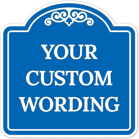 Custom Decorative Sign, Personalized Metal Sign for Business, Driveway, Home, Airbnb, Office Door Plaque, Blue Background, 18x18 Inches, ACM, Fade Resistant, Made in USA