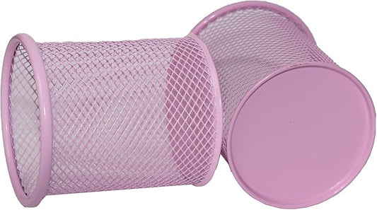 SNOW COOLER Pen Holder Mesh Pencil Holder Metal Pen Holder Cup Pencil Cup Holder for Desk Office Pen Organizer PINK, 4 Pack