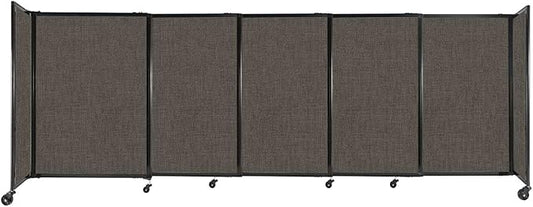 Versare Straightwall Sliding Portable Wall Partition | Freestanding Office Dividers | Locking Wheels | Temporary Room Separator | 11'3" Wide x 4' Tall Mocha Fabric Panels
