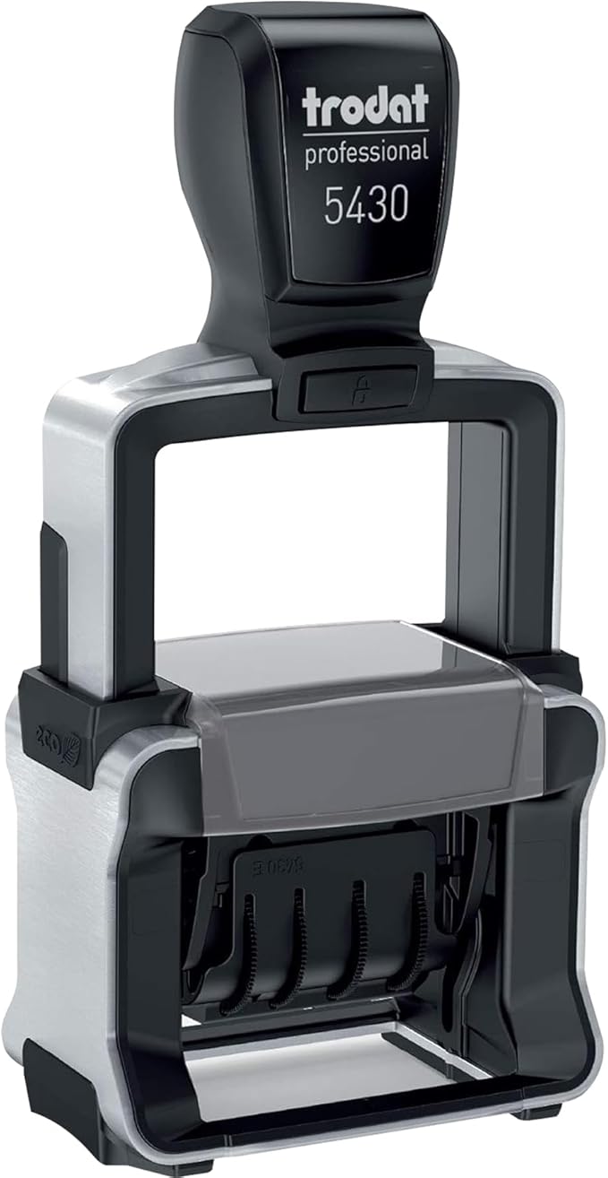 Trodat 5430 Professional Self-Inking Date Stamp with Posted - Blue Ink