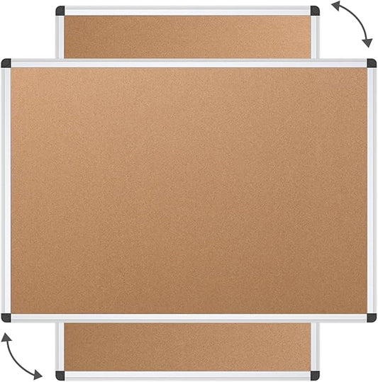 VIZ-PRO Large Cork Bulletin Board, 60 X 36 Inches, Wall-Mounted Corkboard with Silver Aluminium Frame for School, Office, and Home 5' X 3'