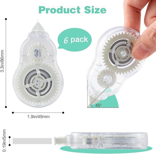M&G White Correction Tape, Easy to use applicator for Instant Corrections, 39.37 Ft/Pack,for Office (6 Pack, 12M/472"x 0.2")