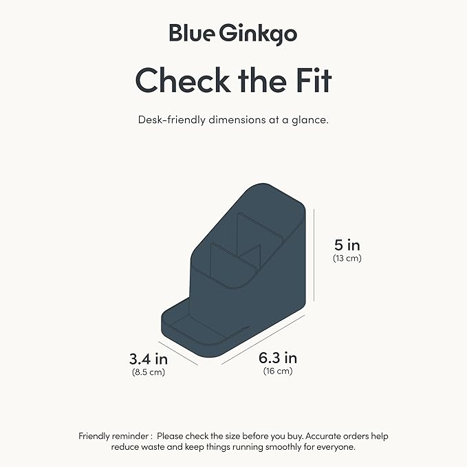 BLUE GINKGO Desk Holder – Korean-Made Office Organizer for Pencils, Pens, Notes, and Desk Supplies (Prussian Blue)