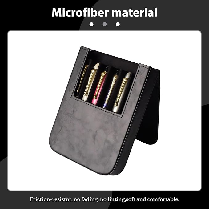 MIVLXLX Leather 6-Slot Fountain Pen & Pencil Tray Case — Black