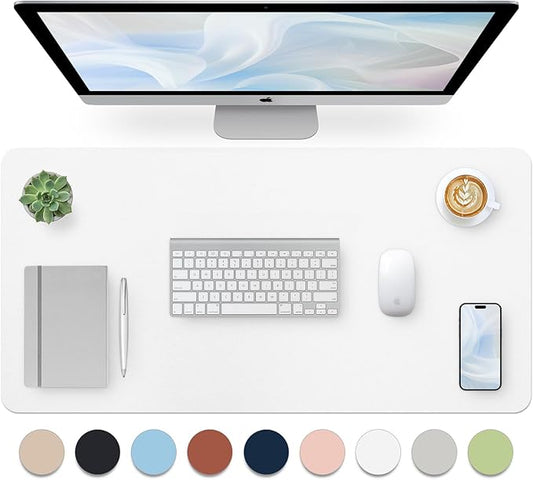 Bloss Leather Desk Pad — 31.5×15.7 in, White
