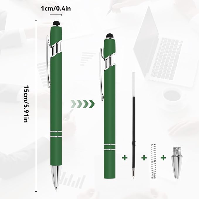 WYPAS Bulk Custom Pens - Personalized with Name, Engraved Text/Logo - Stylus Tip, Black Ink - Options for Corporate Gatherings, Events & Promotions (Pink)