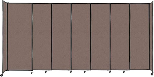 Versare Straightwall Sliding Portable Wall Partition | Freestanding Office Dividers | Locking Wheels | Temporary Room Separator | 15'6'' Wide x 7'6'' Tall Latte Fabric Panels