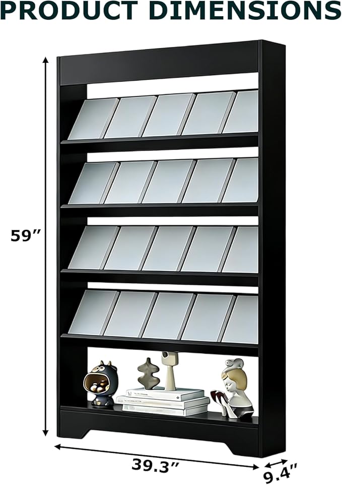 LHIUGE 5-Layer Brochure Display Rack,Freestanding Wooden Magazine Rack,Standing Literature Display Rack Brochure Holder for Home, Office, Retail Display