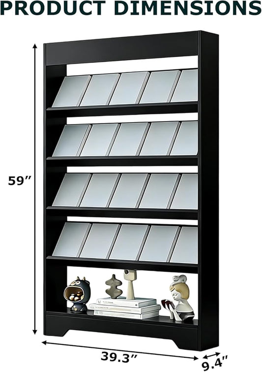 LHIUGE 5-Layer Brochure Display Rack,Freestanding Wooden Magazine Rack,Standing Literature Display Rack Brochure Holder for Home, Office, Retail Display