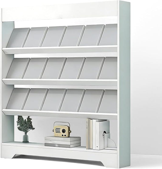 LHIUGE 4-Layer Brochure Display Rack,Freestanding Wooden Magazine Rack,Standing Literature Display Rack Brochure Holder for Home, Office, Retail Display