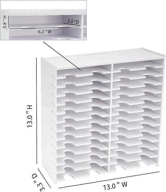 Krafetto 26 Grids Ink Pad Storage Rack, Wall-mountable Stamp Pad Organizer Holder Compatible with 3" x 3" Ink Pads（Grid Size 6.2" W × 3" D × 0.8" H）