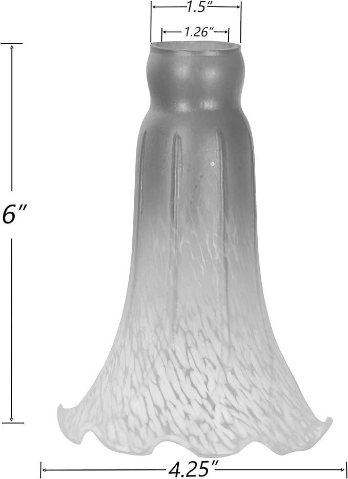 Bieye LS02 Lily Flower Blown Glass Lampshade (White Pink, Opening I.D. 1.26" x O.D. 1.5")