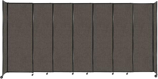 Versare Straightwall Sliding Portable Wall Partition | Freestanding Office Dividers | Locking Wheels | Temporary Room Separator | 15'6" Wide x 7'6" Tall Mocha Fabric Panels
