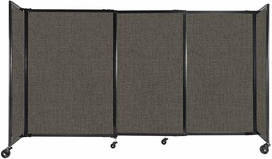Versare Straightwall Sliding Portable Wall Partition | Freestanding Office Dividers | Locking Wheels | Temporary Room Separator | 7'2" Wide x 4' Tall Mocha Fabric Panels
