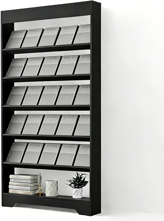 LHIUGE 6-Layer Brochure Display Rack,Freestanding Wooden Magazine Rack,Standing Literature Display Rack Brochure Holder for Home, Office, Retail Display