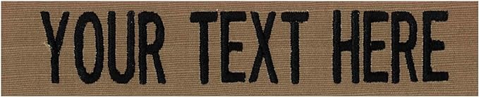 Custom Uniform Name Tapes Solid Colors. Coyote Brown Fabric, 3.5 Inch Hook Fastener (Uniform Ready Fastener)