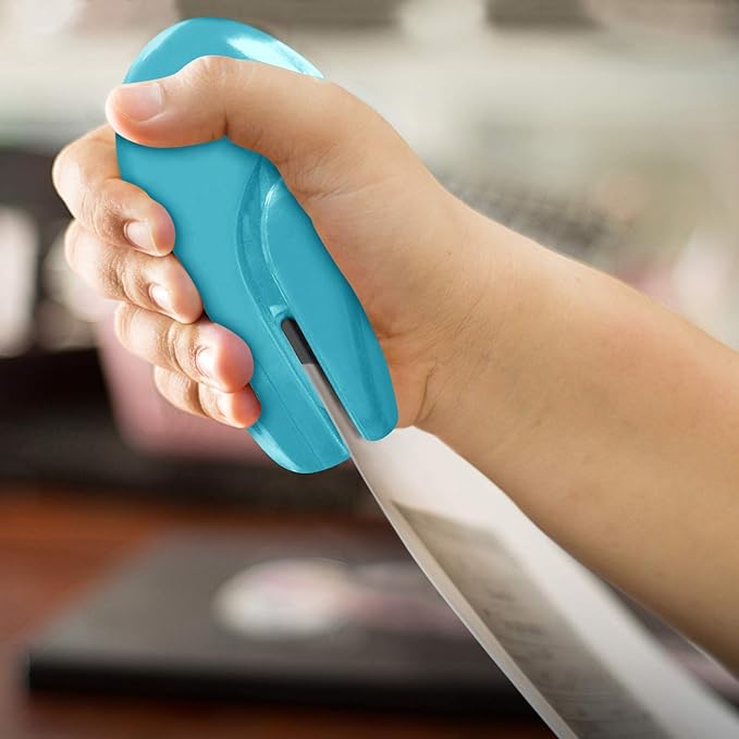 Plus Paper Clinch Compact Staple-Free Stapler — Blue Turquoise