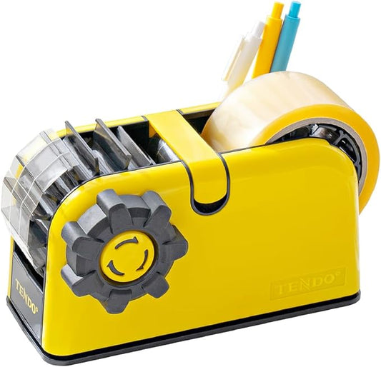 [TENDO°] Multi-Section Tape Dispenser ZO-508: Innovative Cutter for Custom Tape Width (Yellow)