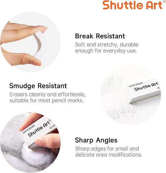 Shuttle Art White Erasers, 120 Pack Erasers Bulk, Smudge Resistant Eraser for Pencils, School Supplies for Kids, Students, Teachers, Office