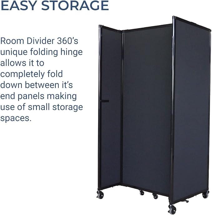 Versare Straightwall Sliding Portable Wall Partition | Freestanding Office Dividers | Locking Wheels | Temporary Room Separator | 7'2'' Wide x 4' Tall Navy Blue Fabric Panels