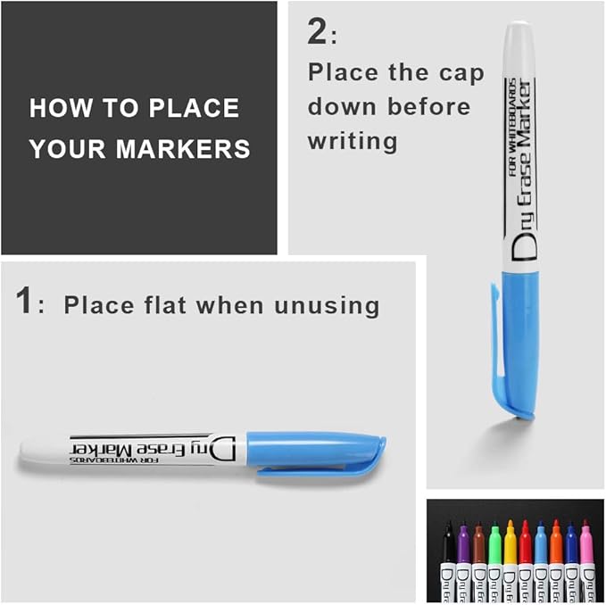 Volcanics Dry Erase Markers — Fine Tip, Low-Odor, 30 Count, 10 Colors