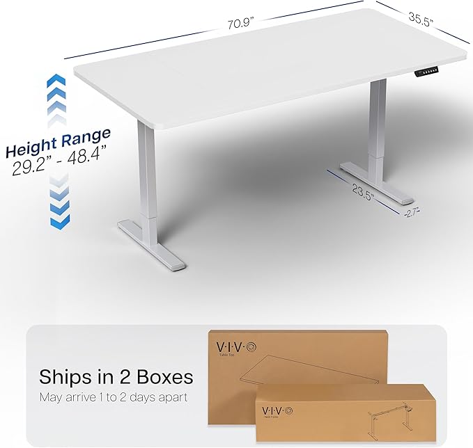 VIVO Electric 71 x 36 in Standing Desk (White, 71x36in)