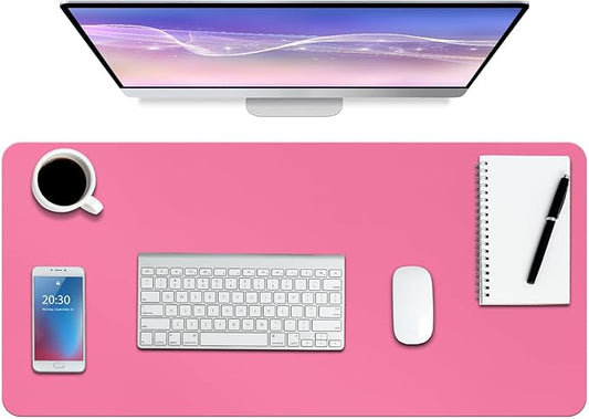 Boutilon Leather Desk Pad Protector,Non-Slip Mouse Pad,Laptop Desk Pad,Office Mouse Mat,Waterproof Leather Desk Blotter,Desk Writing Pad for Office and Home (L-Rose Pink,35"x 17")