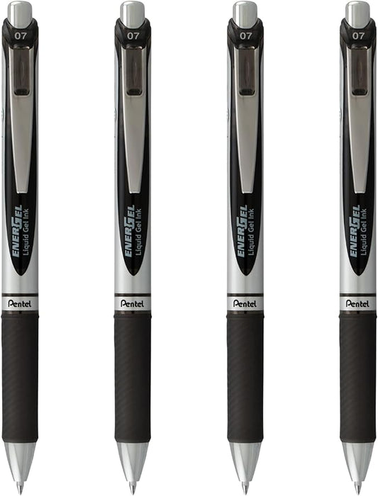 Pentel EnerGel RTX Liquid Gel Pens, Medium (0.7mm), Black Ink, 4-pk (BL77PF4A)