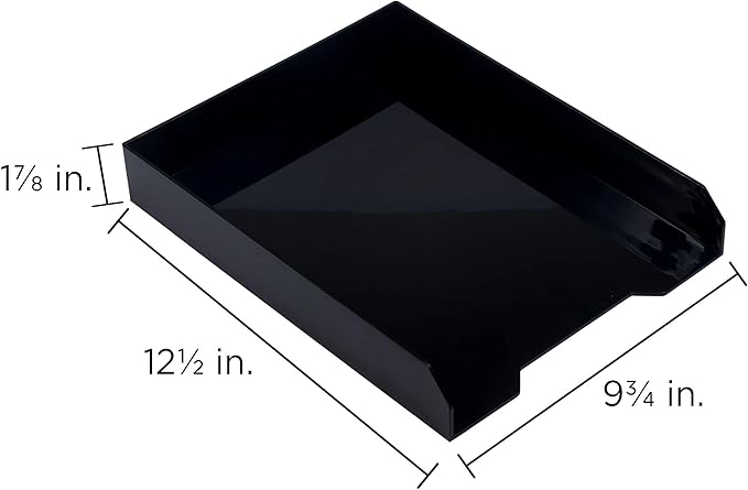 JAM PAPER Stackable Paper Trays - Black - Desktop Document (Black, Letter)
