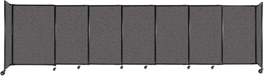 Versare Straightwall Sliding Portable Wall Partition | Freestanding Office Dividers | Locking Wheels | Temporary Room Separator | 15'6'' Wide x 4' Tall Charcoal Gray Fabric Panels