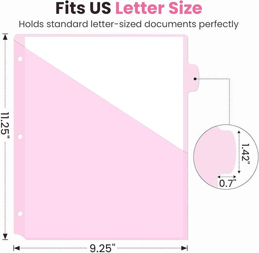 Sooez 8-Tab Binder Dividers with Two Pockets, 8 Tabs Dividers for 3 Ring Binder Organizers, 3-Hole Plastic Sheets Protectors for US Letter Size, School, College, Office Supplies, Pastels, Set of 1