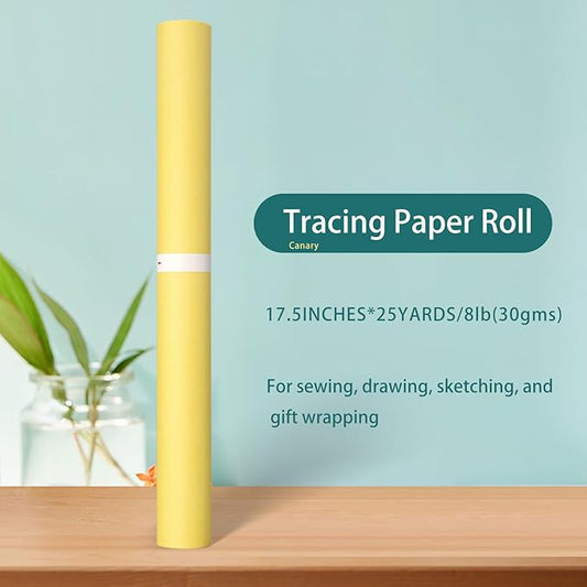 SEMLEART Tracing Paper Roll,17.5-inch x 25yard，Yello Translucent Vellum,Pattern Paper for Sewing, Drawing, Sketching, Gift Wrapping