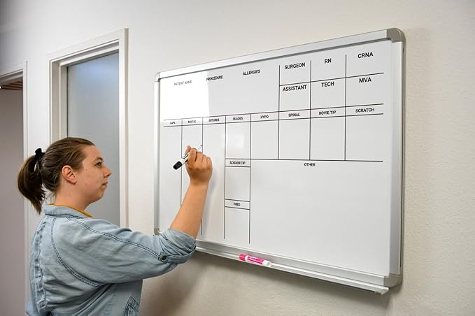 OP-Room Dry-Erase Hospital Whiteboard 36" x 24"