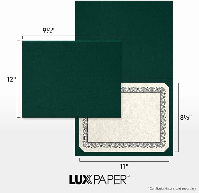 LUXPaper 9.5" x 12" Certificate Holders (Green)