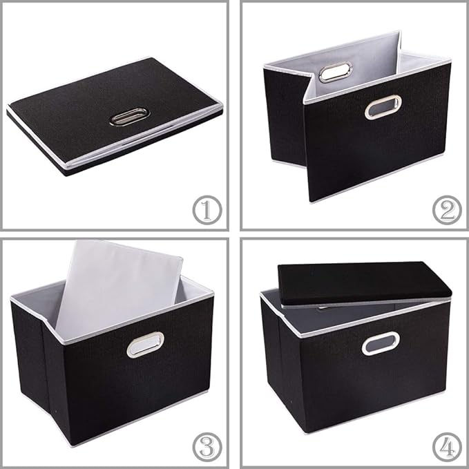 PRANDOM Foldable Storage Box with Lid [1-Pack] Fabric Collapsible Storage... (..