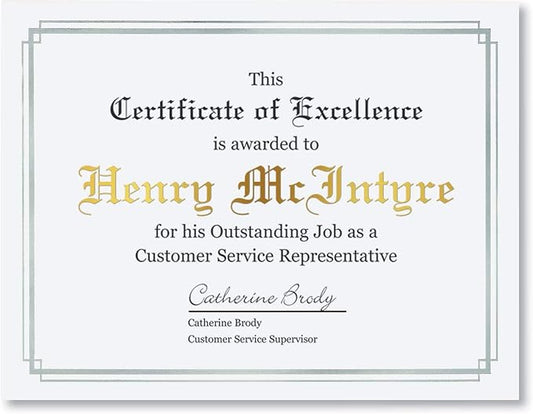 PaperDirect Foil Elegance Specialty Certificates, 50 Sheets of 38lb White Paper, 8½" x 11", Double Silver Foil Border, Perfect for Awards, Students, Employees, Volunteers, Course Completion, Diplomas
