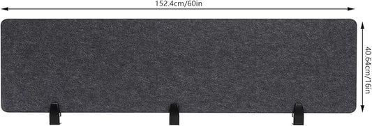 Clamp-On Acoustic Desk Divider, 2Pcs 60x16in Acoustic Partition, Desktop Privacy Panel, Sound Absorbing Workstation Panel (Anthracite Gray, 60" x 16")