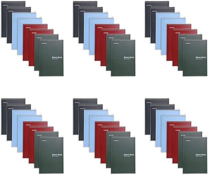 Mintra Office Steno Books (Poly Steno 8pk (Arctic Ice, Green Olive, Charcoal, Chili Oil), 48pk Case (6-8pks))