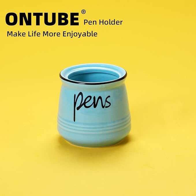 ONTUBE Porcelain Pen & Pencil Holder Stand — Turquoise