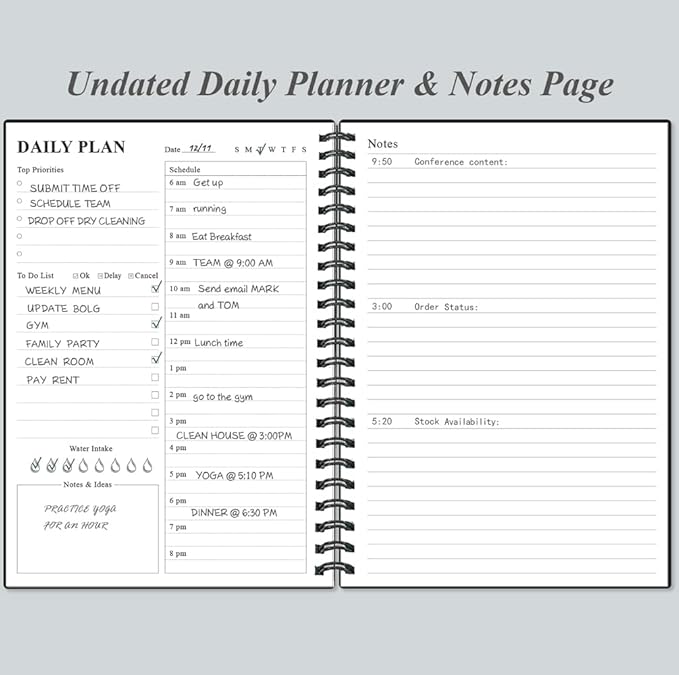 Daily Planner Undated (Black, A5)