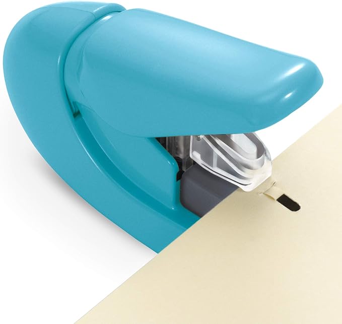 Plus Paper Clinch Compact Staple-Free Stapler — Blue Turquoise