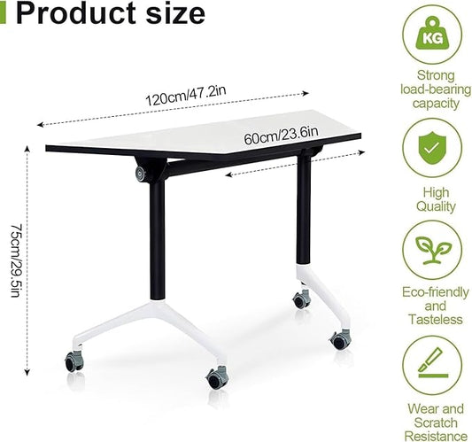Foldable Conference Room Tables,Flip Top Mobile Training Table,Modern Meeting Table with Silent Wheels,Mobile Conference Tables,47.2 "x23.6 x 29.5 Meeting Room Tables for Office Training (8pack)