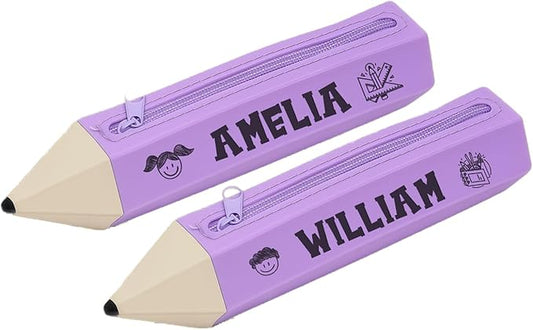 ubmpj Personalized Pouch with Your Name - Custom Pencil Shaped Case for with Zipper Pen Bag Stationery Organizer for Teacher Name Appreciation Gift