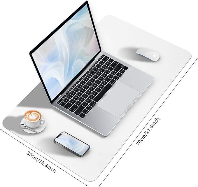 Bloss White Desk Mat (White, 27.6x13.8Inches)